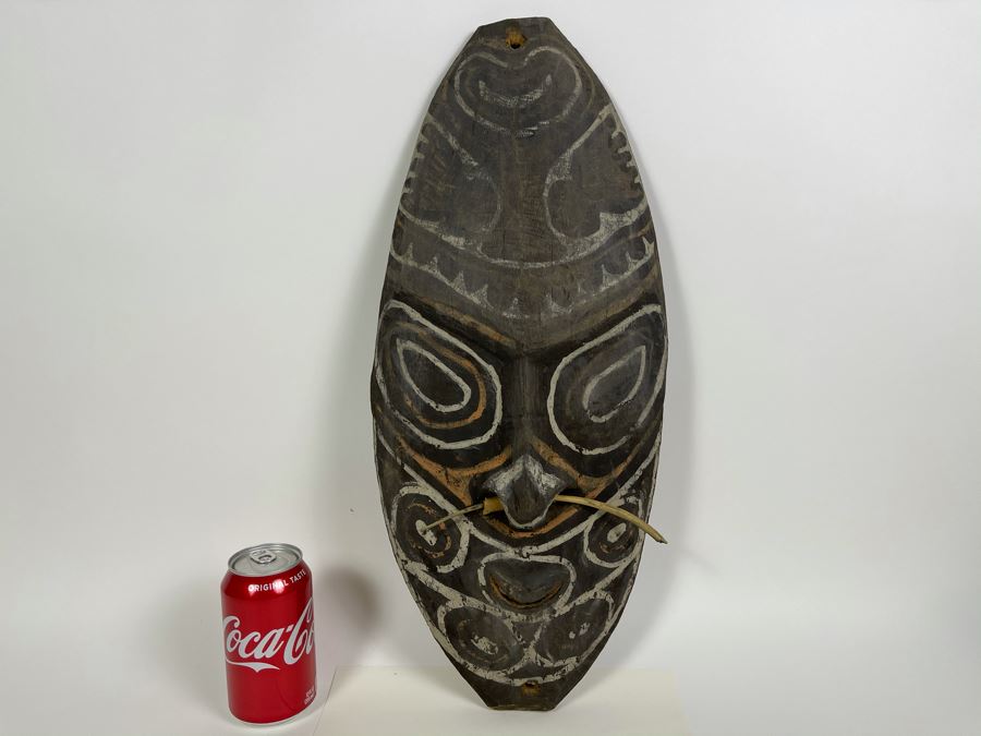 Vintage Hand Carved Handpainted Wooden Ethnic Mask 10W X 22H [Photo 2]