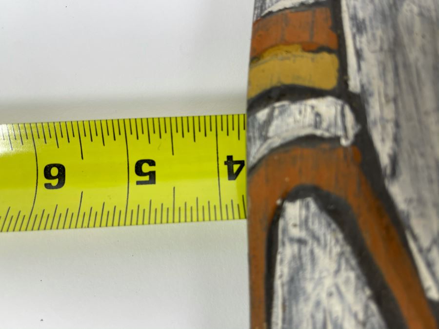 Vintage Hand Carved Handpainted Wooden Ethnic Mask With Cowrie Shells 4W X 12.5H [Photo 11]