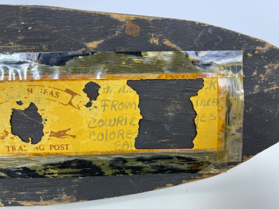 Vintage Hand Carved Handpainted Wooden Ethnic Mask With Cowrie Shells 4W X 12.5H [Photo 9]