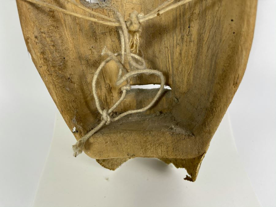 Vintage Carved Wooden Ethnic Mask With Armadillo Skin 7W X 13H X 4D [Photo 13]