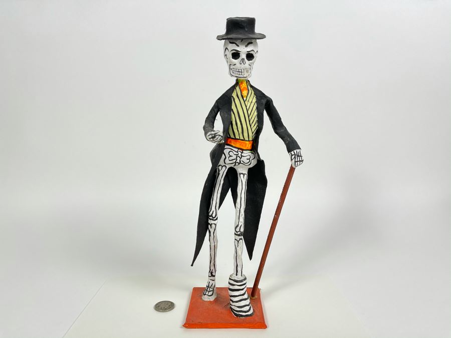 Signed Gilberto Landin Mexican Día De Los Muertos Figure 11.5H [Photo 2]