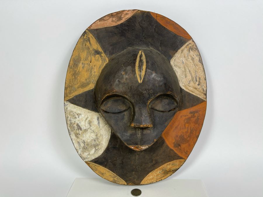 Hand Carved Wooden Ethnic African Mask 12W X 14H [Photo 3]