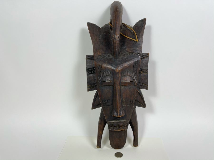 Hand Carved Wooden Ethnic Mask 12W X 14H [Photo 4]