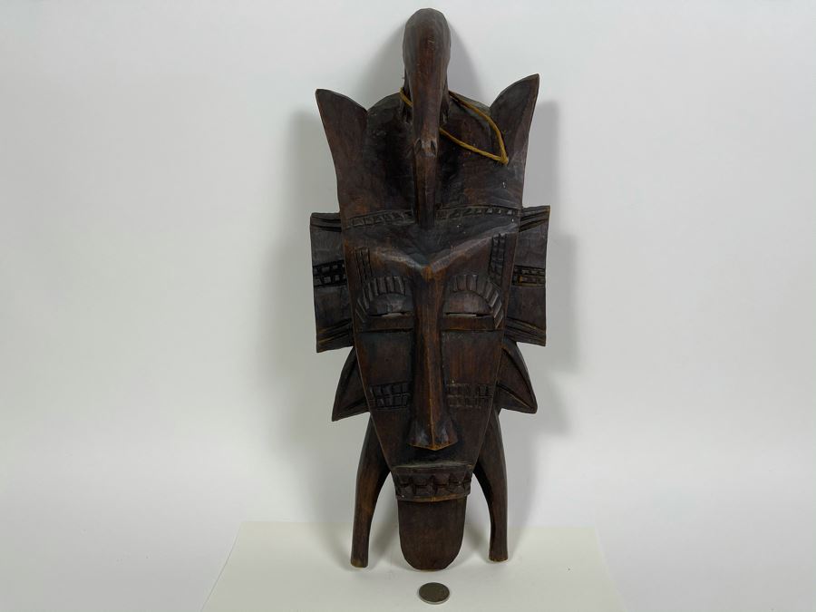 Hand Carved Wooden Ethnic Mask 12W X 14H [Photo 3]