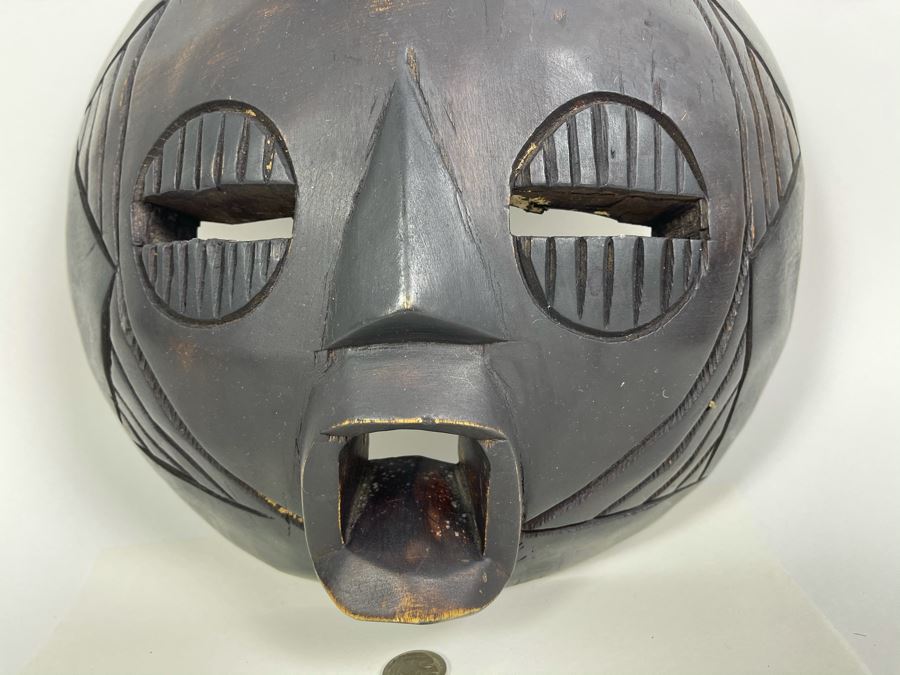 Vintage Carved Wooden Ethnic Mask 12W X 12H X 3D [Photo 7]