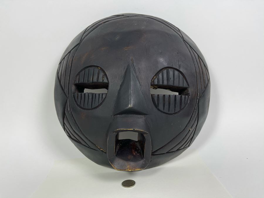 Vintage Carved Wooden Ethnic Mask 12W X 12H X 3D [Photo 3]