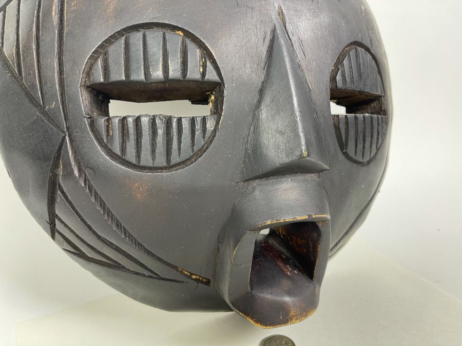 Vintage Carved Wooden Ethnic Mask 12W X 12H X 3D [Photo 6]