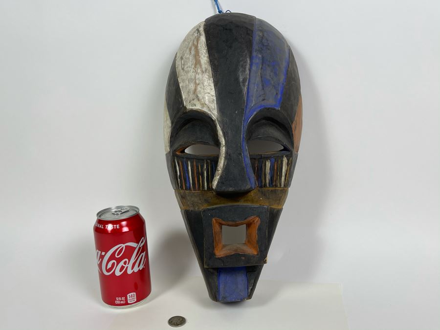 Hand Carved Handpainted Wooden Ethnic Mask 8W X 15H X 4.5D [Photo 2]