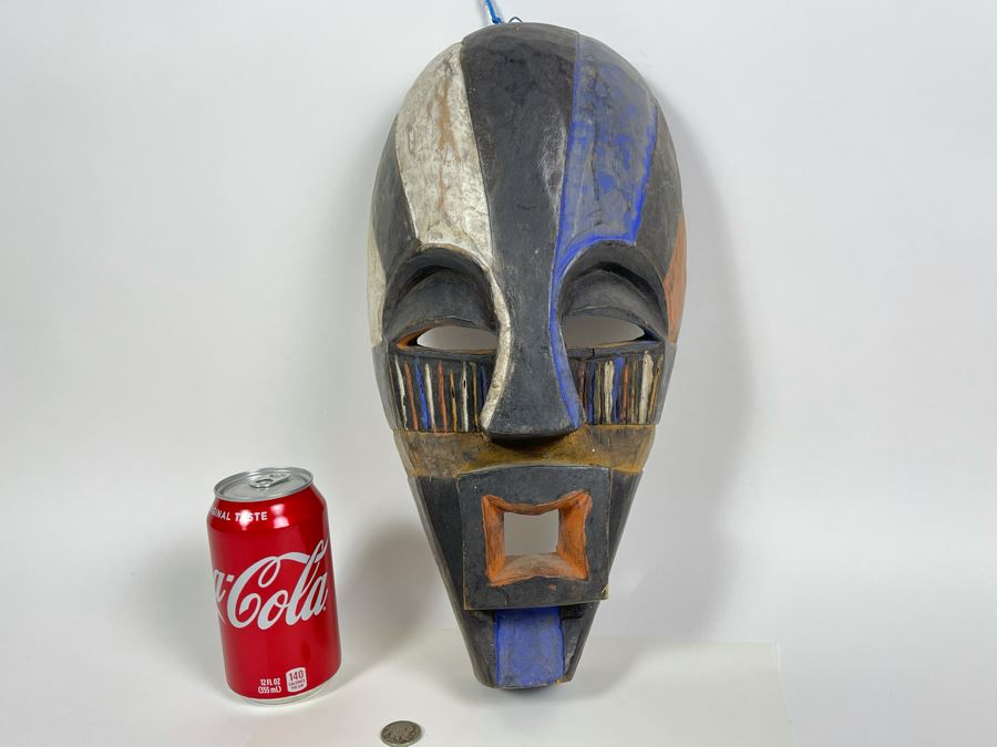 Hand Carved Handpainted Wooden Ethnic Mask 8W X 15H X 4.5D [Photo 1]