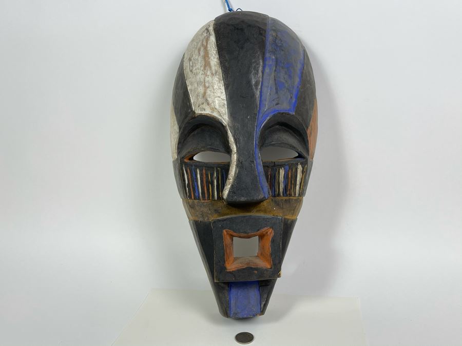 Hand Carved Handpainted Wooden Ethnic Mask 8W X 15H X 4.5D [Photo 4]