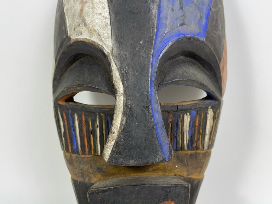 Hand Carved Handpainted Wooden Ethnic Mask 8W X 15H X 4.5D [Photo 5]