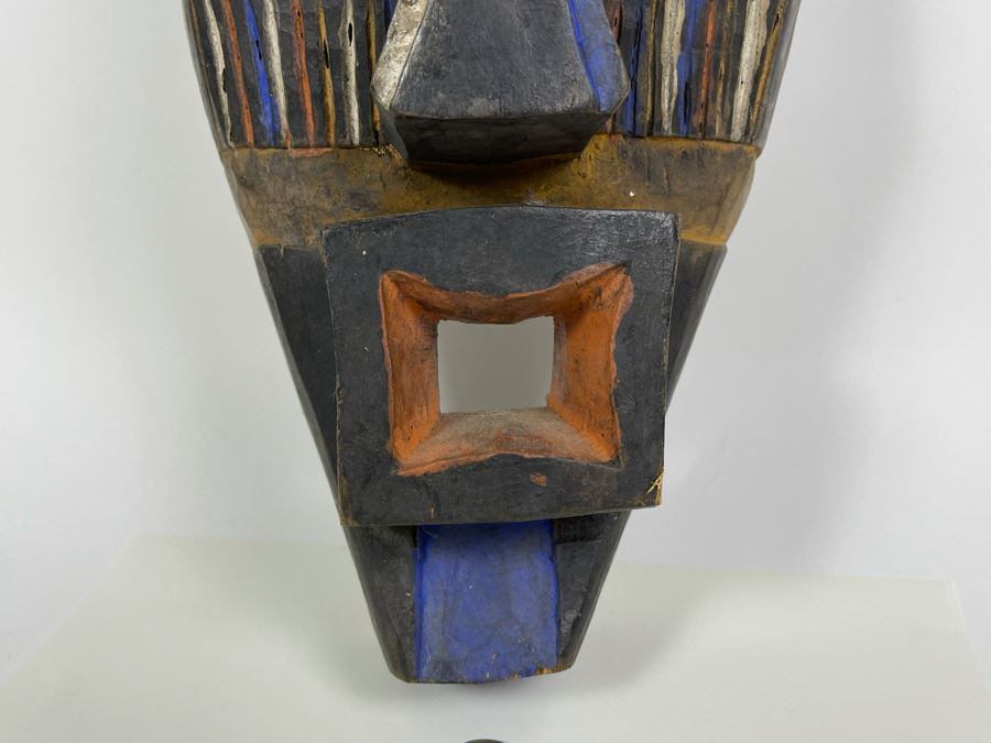 Hand Carved Handpainted Wooden Ethnic Mask 8W X 15H X 4.5D [Photo 6]