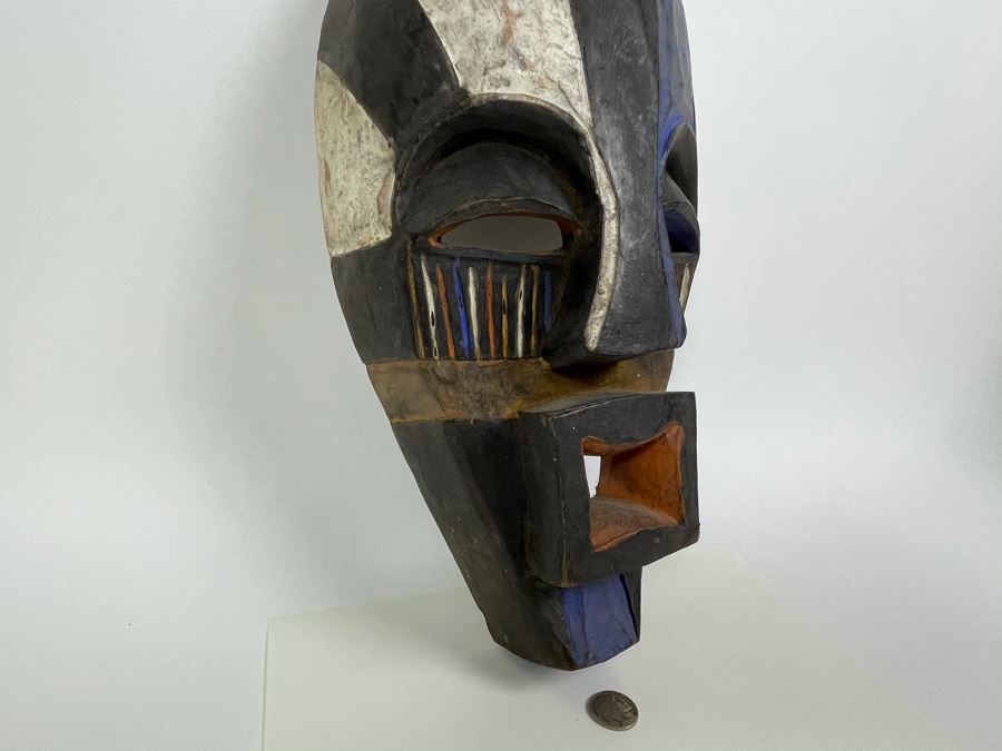 Hand Carved Handpainted Wooden Ethnic Mask 8W X 15H X 4.5D [Photo 8]