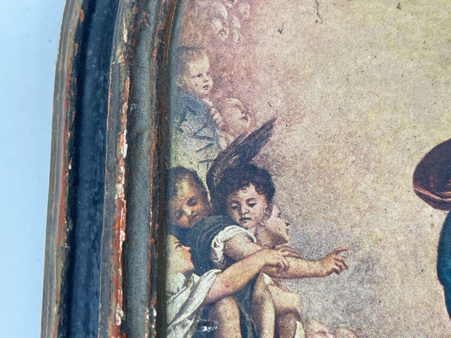 Antique 1918 Ascension Of Mary Print In Vintage Frame 7W X 12H [Photo 11]