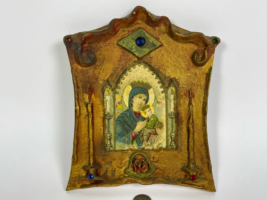 Vintage Virgin Mary With Baby Jesus Wall Decor 7 X 8 [Photo 2]
