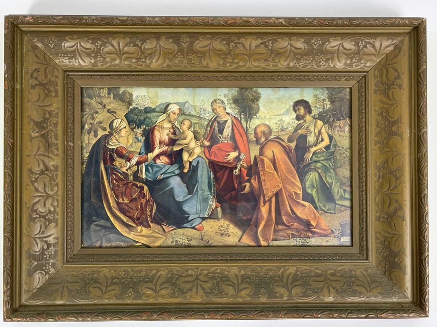 Vintage Religious Print Of Virgin Mary With Baby Jesus In Vintage Frame 15.5 X 11 [Photo 2]