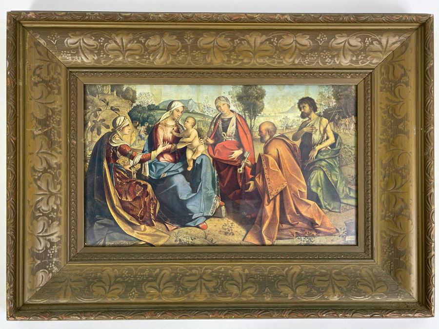 Vintage Religious Print Of Virgin Mary With Baby Jesus In Vintage Frame 15.5 X 11 [Photo 1]