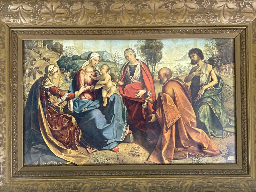 Vintage Religious Print Of Virgin Mary With Baby Jesus In Vintage Frame 15.5 X 11 [Photo 3]