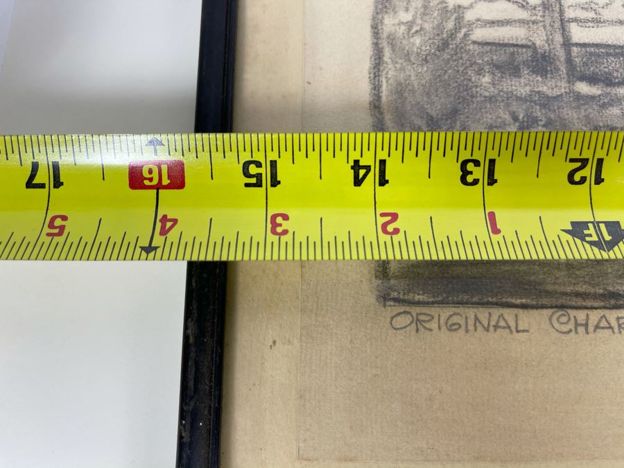 Framed Original Charcoal Drawing By George Frederick Titled 'Greetings From The Desert - 1935' The Artist's Studio 14 X 9 (George Frederick Gleich) [Photo 11]