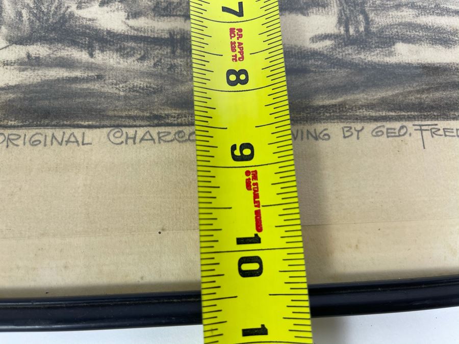 Framed Original Charcoal Drawing By George Frederick Titled 'Greetings From The Desert - 1935' The Artist's Studio 14 X 9 (George Frederick Gleich) [Photo 12]