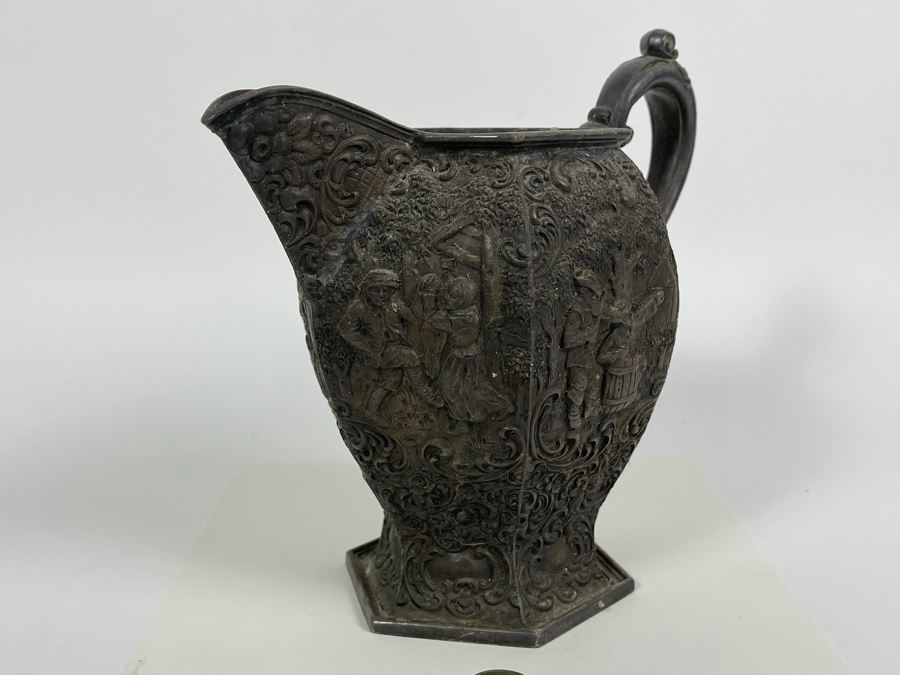 Barbour Silver Co. Silver-Plated Repousse Pitcher 7.5H [Photo 4]