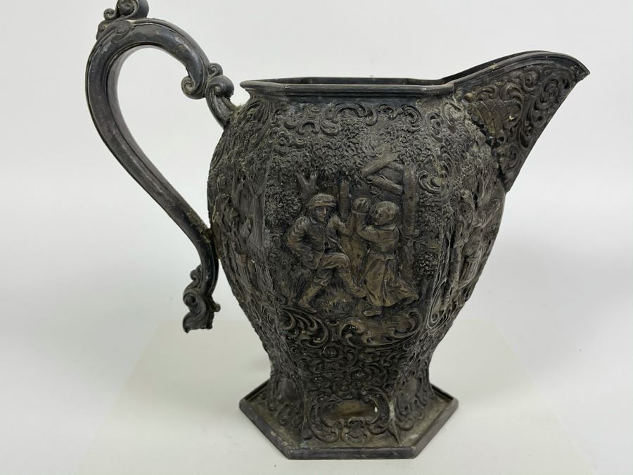 Barbour Silver Co. Silver-Plated Repousse Pitcher 7.5H [Photo 6]