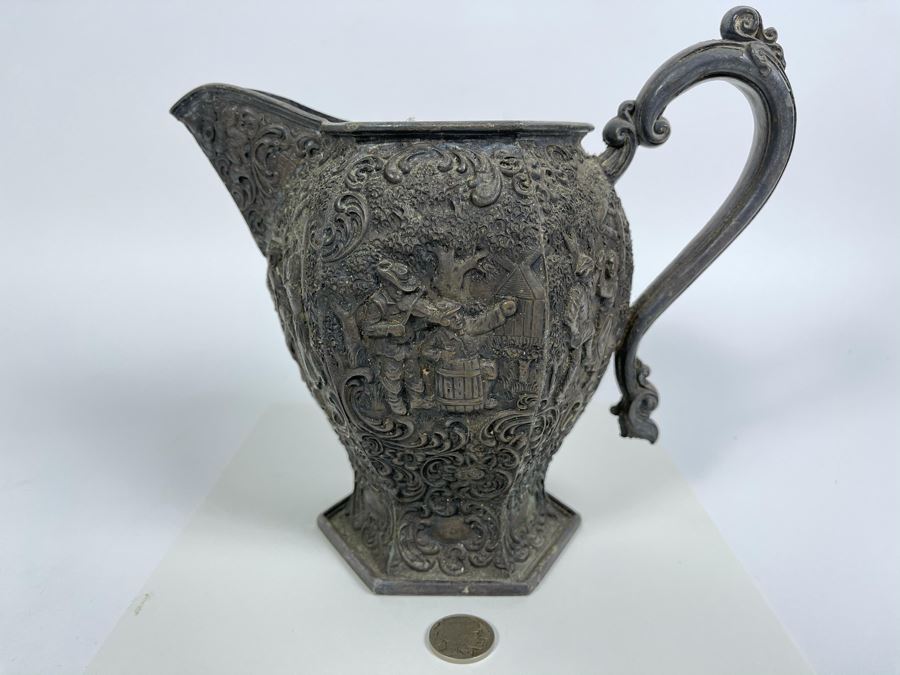 Barbour Silver Co. Silver-Plated Repousse Pitcher 7.5H