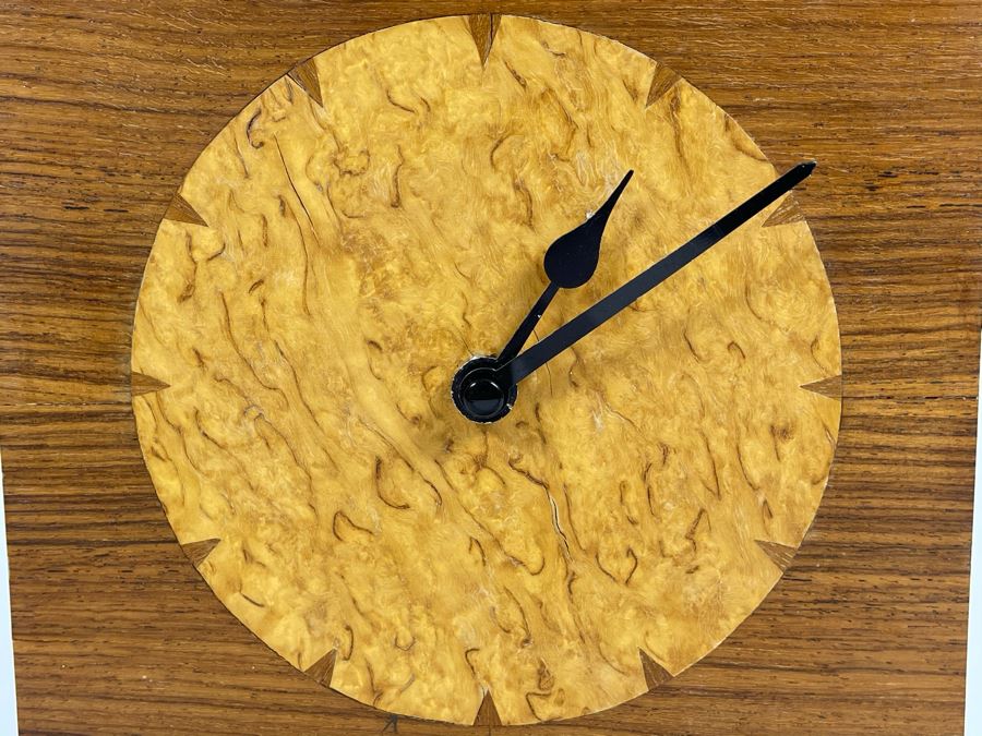 Inlaid Wooden Artisan Clock By Dorothy Ellis 7W X 7.5H [Photo 3]