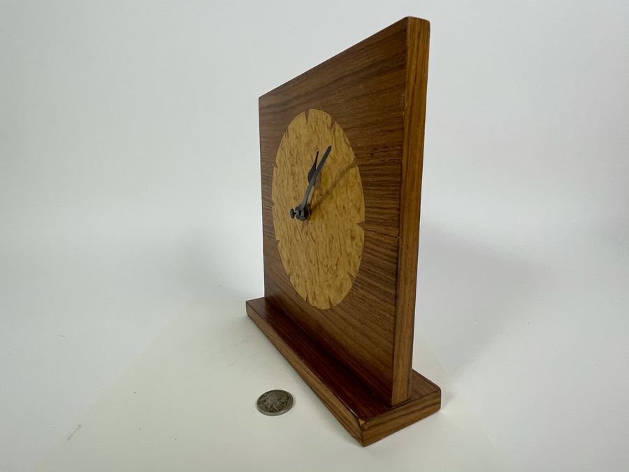 Inlaid Wooden Artisan Clock By Dorothy Ellis 7W X 7.5H [Photo 6]