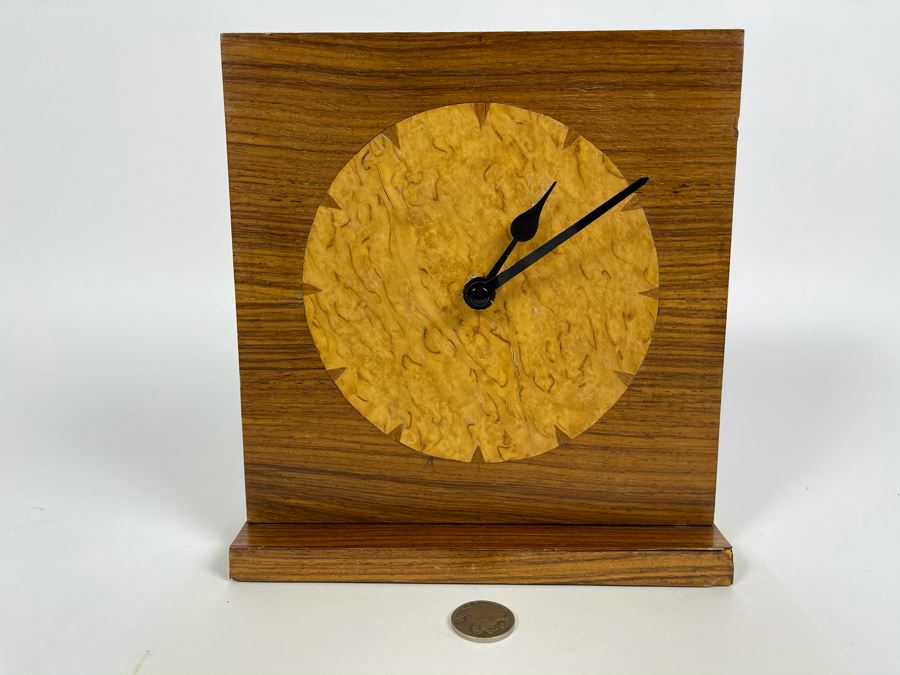 Inlaid Wooden Artisan Clock By Dorothy Ellis 7W X 7.5H [Photo 2]