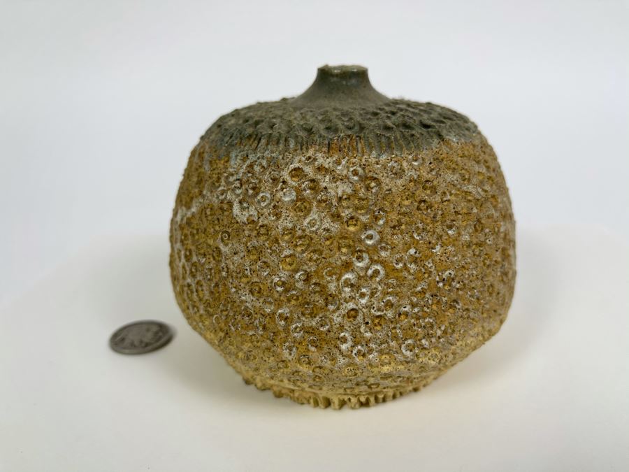 Signed Mid-Century Modern Pottery Vase 4.5w X 3.5H [Photo 4]