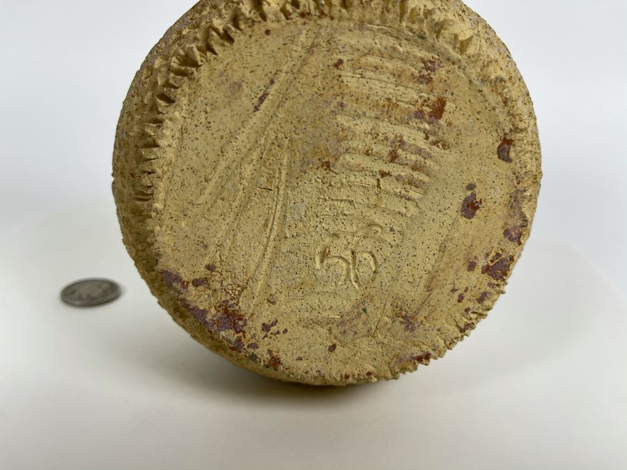 Signed Mid-Century Modern Pottery Vase 4.5w X 3.5H [Photo 6]