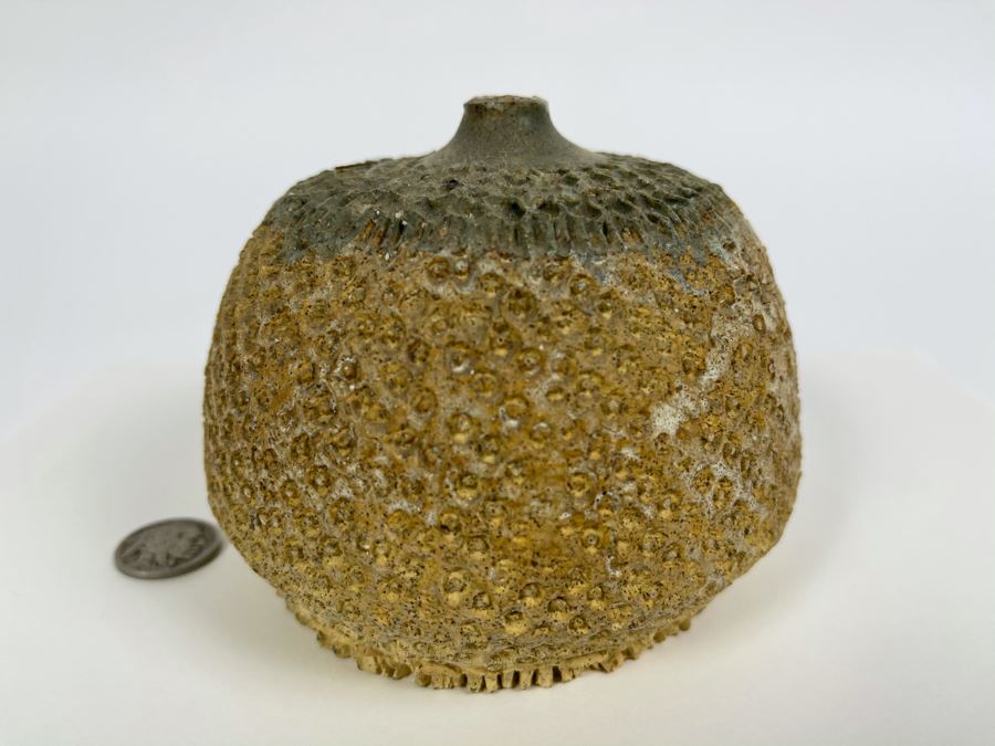 Signed Mid-Century Modern Pottery Vase 4.5w X 3.5H
