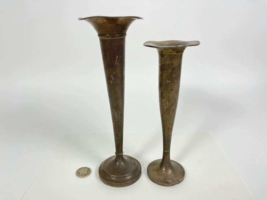Pair Of Vintage Sterling Silver Vases 7H And 8H [Photo 1]