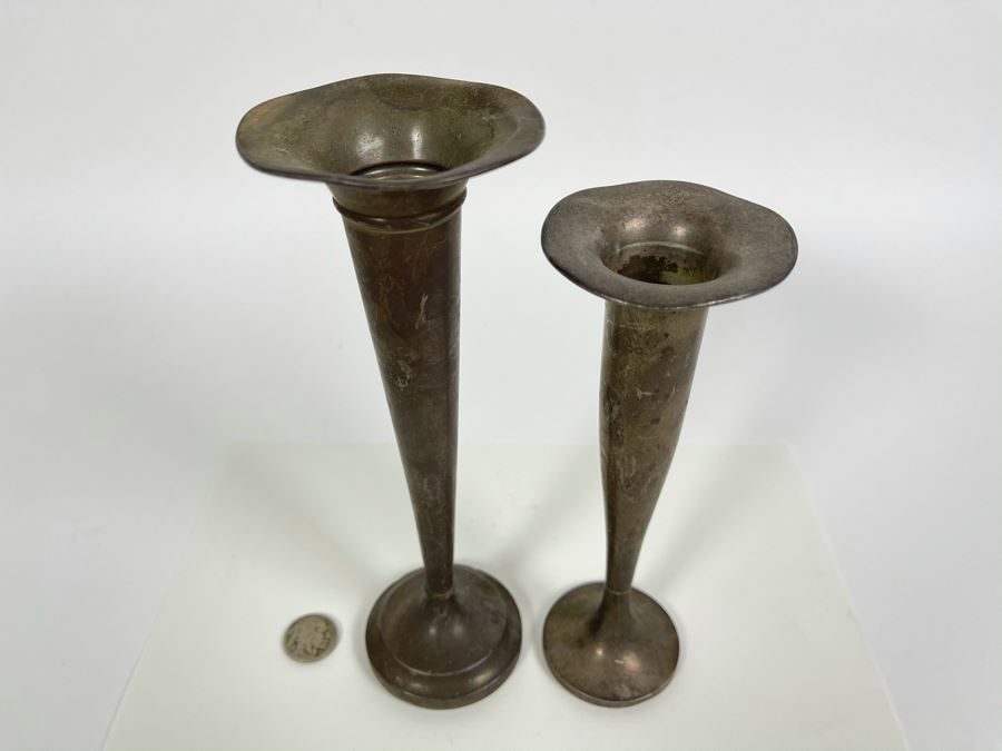 Pair Of Vintage Sterling Silver Vases 7H And 8H [Photo 2]
