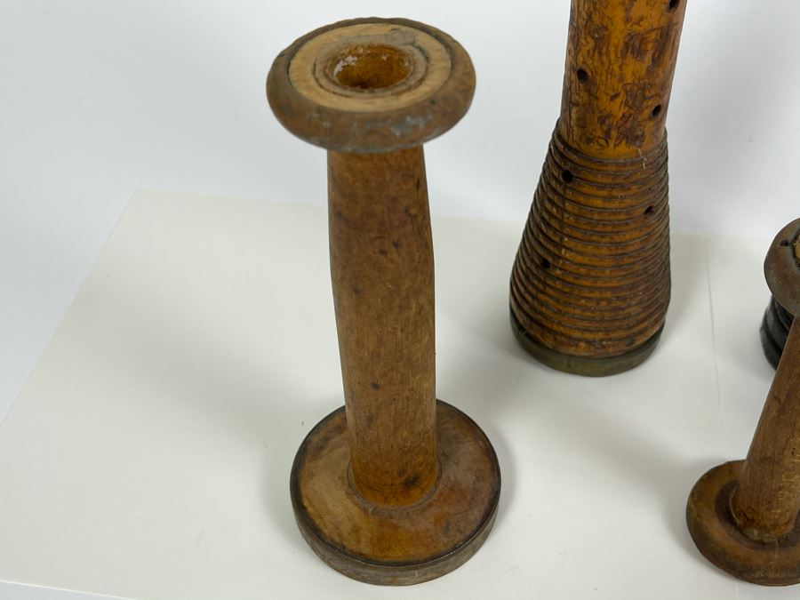 Collection Of Vintage Industrial Wooden Yarn Spools 12H - 5H [Photo 11]