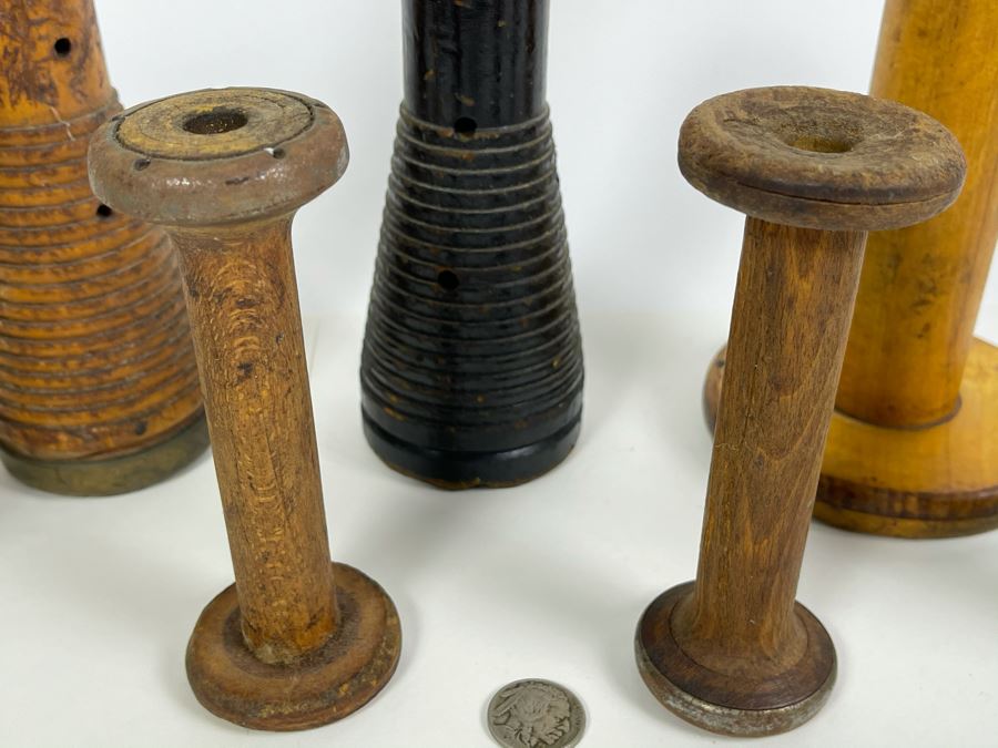 Collection Of Vintage Industrial Wooden Yarn Spools 12H - 5H [Photo 10]