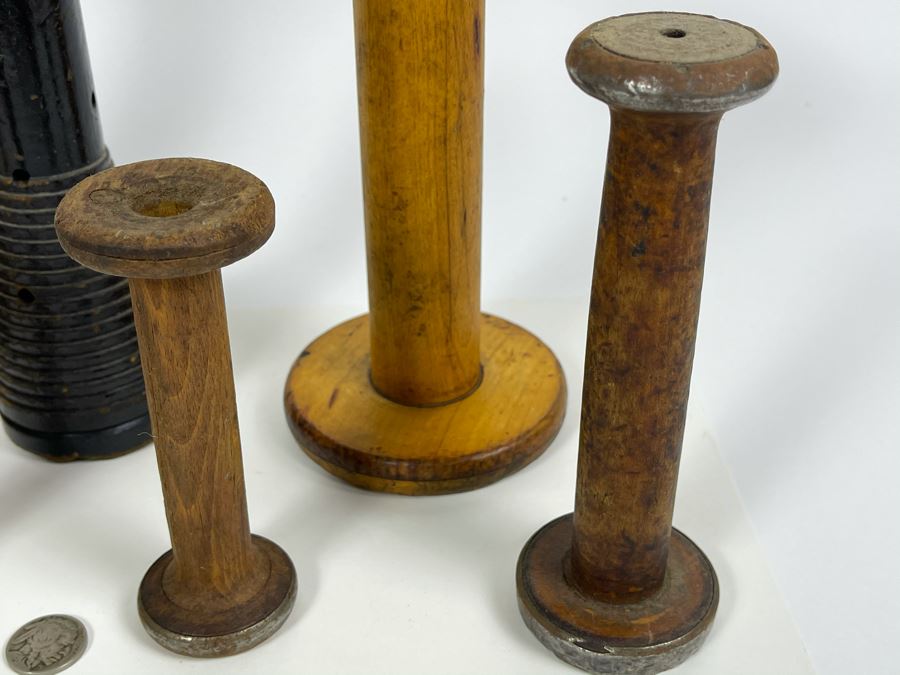 Collection Of Vintage Industrial Wooden Yarn Spools 12H - 5H [Photo 9]
