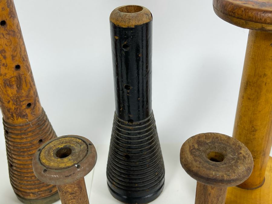Collection Of Vintage Industrial Wooden Yarn Spools 12H - 5H [Photo 6]