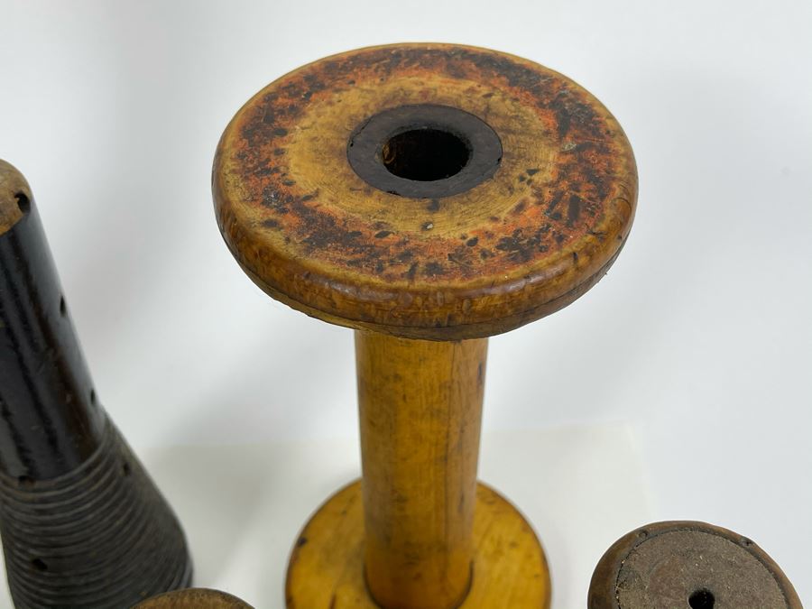 Collection Of Vintage Industrial Wooden Yarn Spools 12H - 5H [Photo 7]