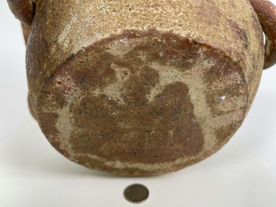Vintage Pottery Pot With Rings On Handles 9W X 5.5H [Photo 10]