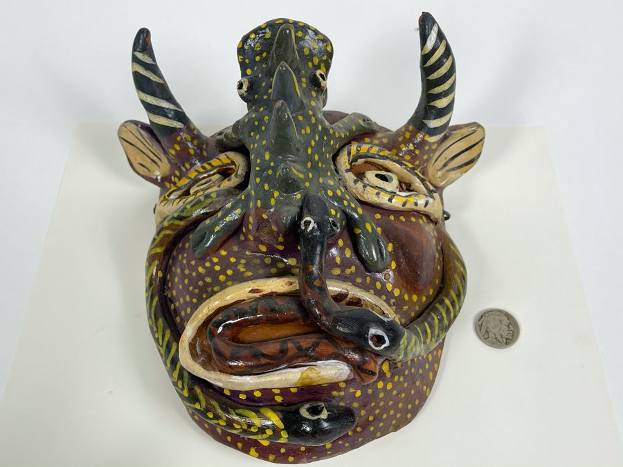 Vintage Handpainted Pottery Mask 8W X 7H [Photo 3]