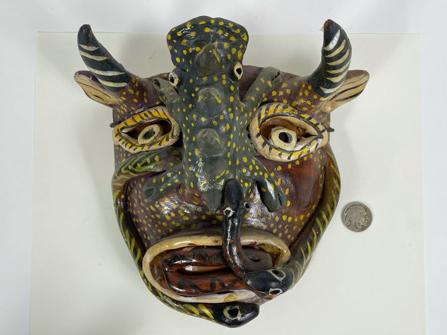 Vintage Handpainted Pottery Mask 8W X 7H