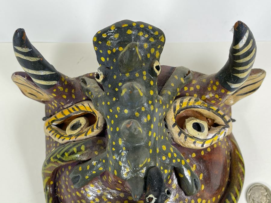 Vintage Handpainted Pottery Mask 8W X 7H