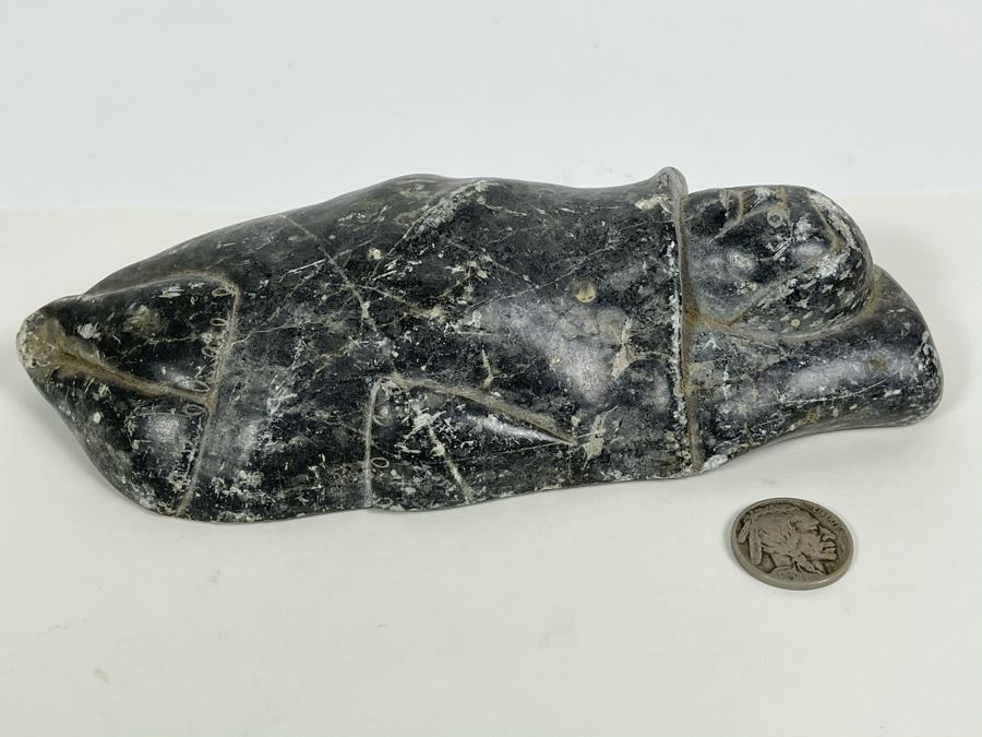 Old Native American Stone Carving Of Child In Papoose 3.5W X 7H X 1.5D [Photo 6]