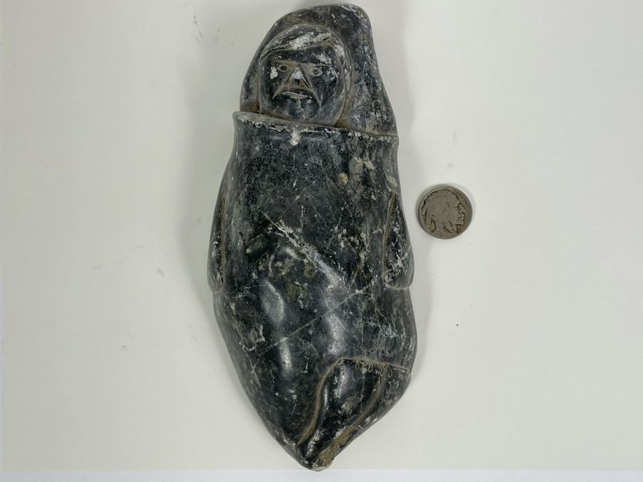 Old Native American Stone Carving Of Child In Papoose 3.5W X 7H X 1.5D [Photo 2]