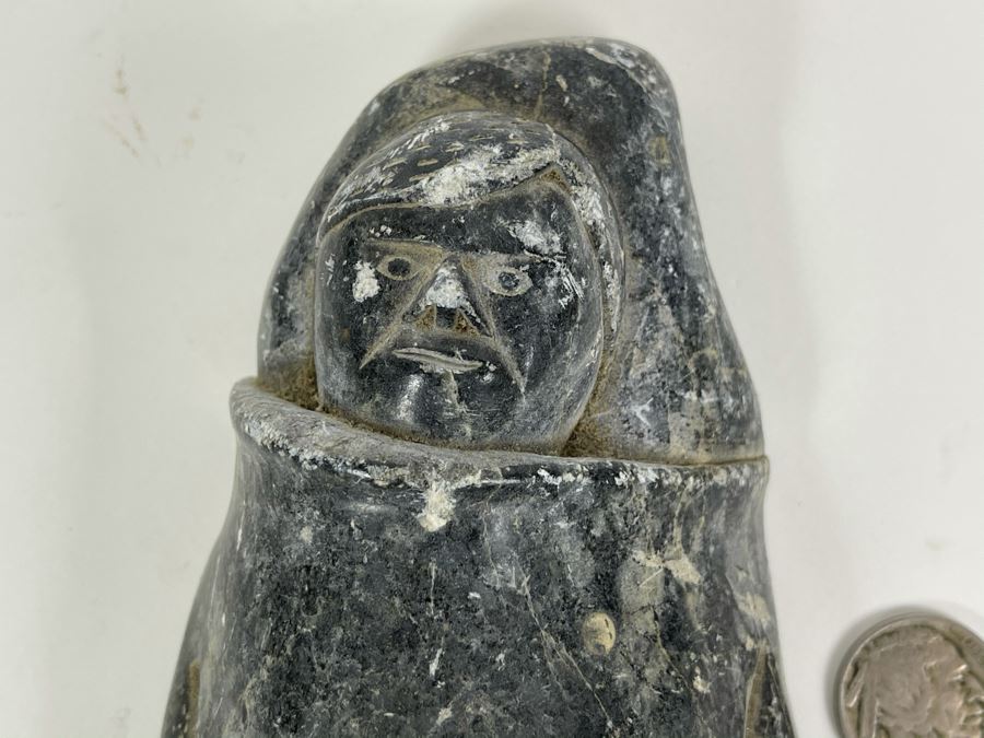 Old Native American Stone Carving Of Child In Papoose 3.5W X 7H X 1.5D [Photo 3]