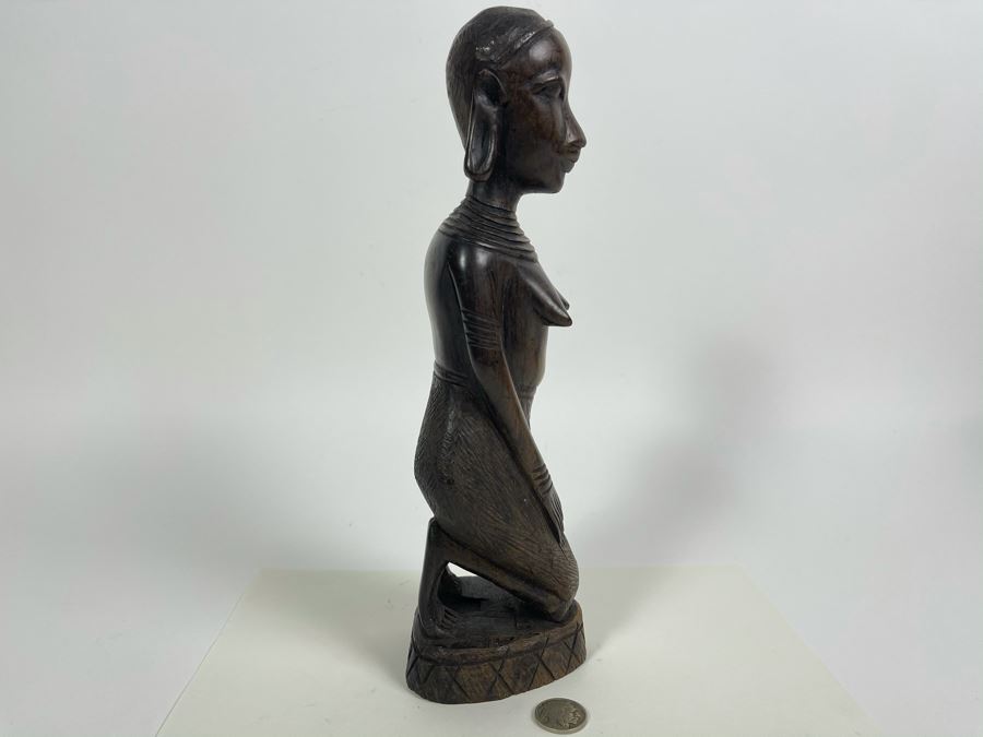 Vintage Handcarved Wooden Woman Sculpture From Africa 11H [Photo 5]