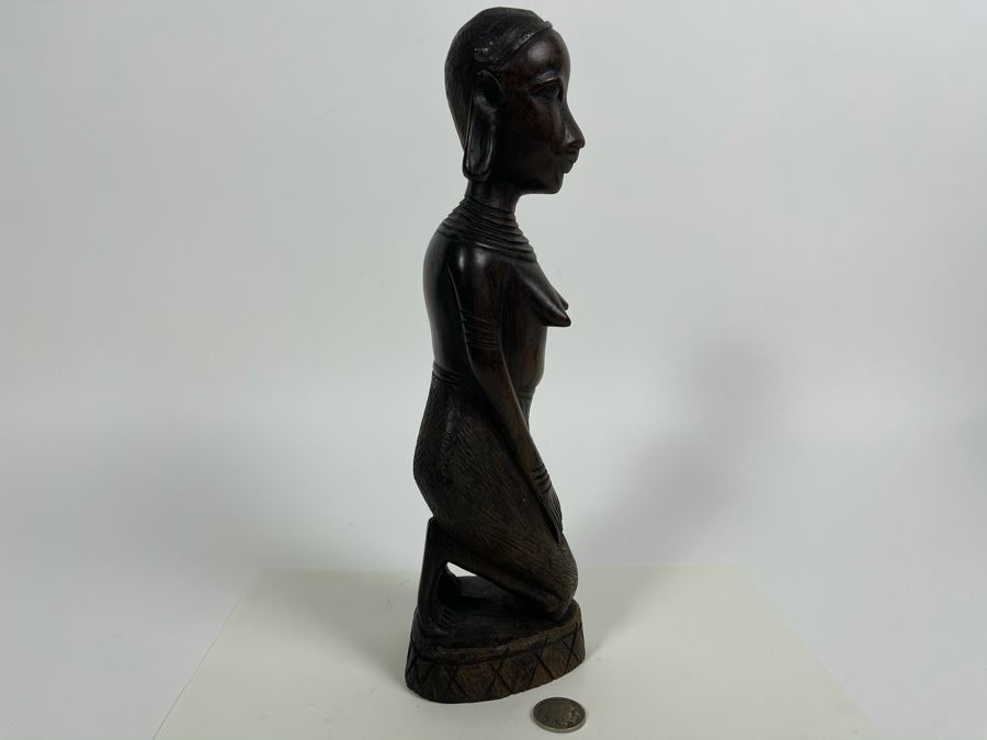 Vintage Handcarved Wooden Woman Sculpture From Africa 11H [Photo 4]