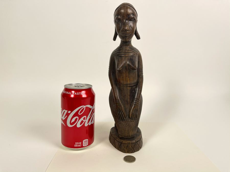Vintage Handcarved Wooden Woman Sculpture From Africa 11H [Photo 2]